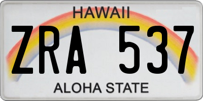HI license plate ZRA537