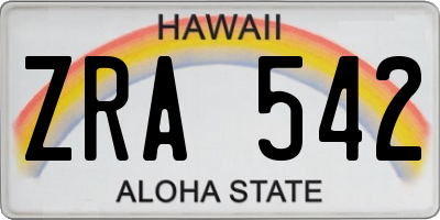 HI license plate ZRA542