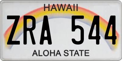 HI license plate ZRA544