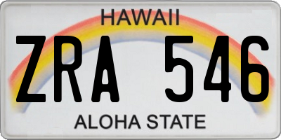 HI license plate ZRA546