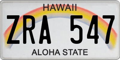 HI license plate ZRA547