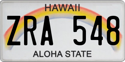 HI license plate ZRA548