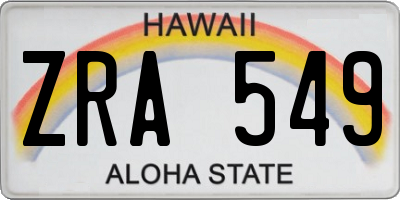 HI license plate ZRA549