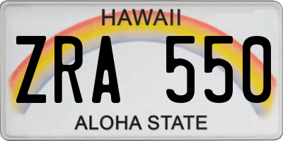 HI license plate ZRA550