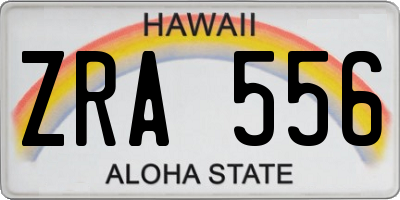 HI license plate ZRA556
