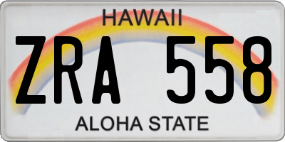 HI license plate ZRA558