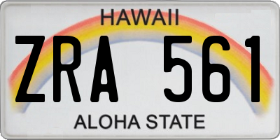 HI license plate ZRA561