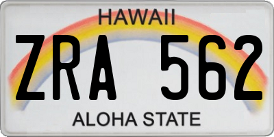 HI license plate ZRA562