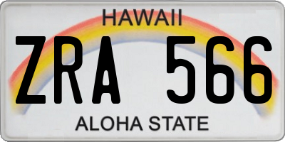HI license plate ZRA566