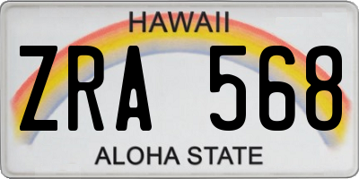 HI license plate ZRA568