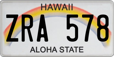 HI license plate ZRA578
