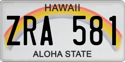 HI license plate ZRA581