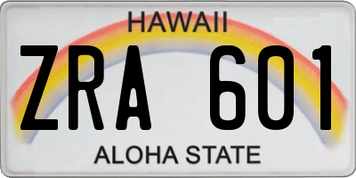 HI license plate ZRA601