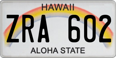 HI license plate ZRA602