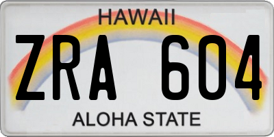 HI license plate ZRA604