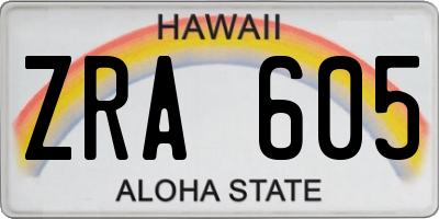 HI license plate ZRA605