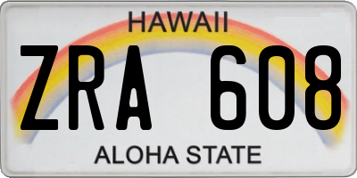 HI license plate ZRA608