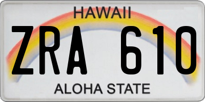 HI license plate ZRA610