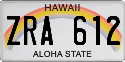 HI license plate ZRA612