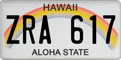 HI license plate ZRA617