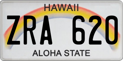 HI license plate ZRA620
