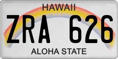 HI license plate ZRA626