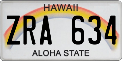 HI license plate ZRA634