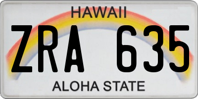 HI license plate ZRA635