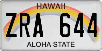 HI license plate ZRA644
