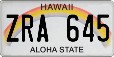 HI license plate ZRA645