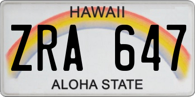 HI license plate ZRA647