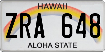 HI license plate ZRA648