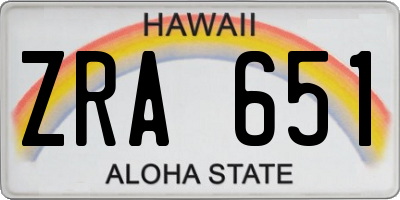 HI license plate ZRA651