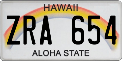 HI license plate ZRA654