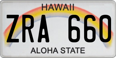 HI license plate ZRA660