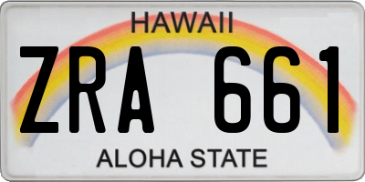 HI license plate ZRA661