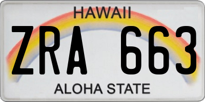 HI license plate ZRA663