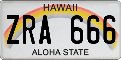 HI license plate ZRA666