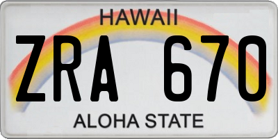 HI license plate ZRA670
