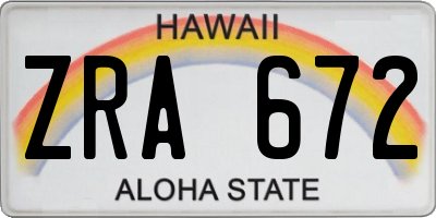 HI license plate ZRA672