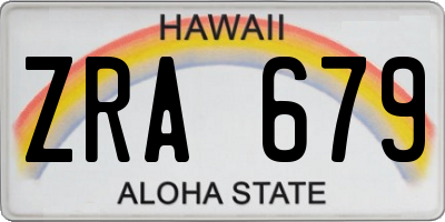 HI license plate ZRA679