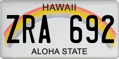HI license plate ZRA692