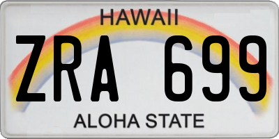 HI license plate ZRA699