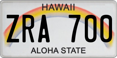 HI license plate ZRA700