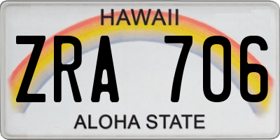 HI license plate ZRA706