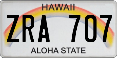 HI license plate ZRA707