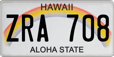 HI license plate ZRA708