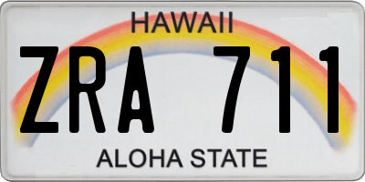 HI license plate ZRA711