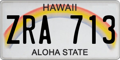 HI license plate ZRA713
