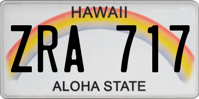 HI license plate ZRA717